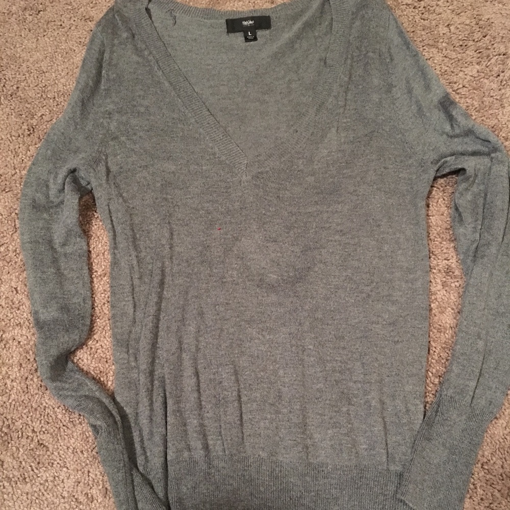Gray ribbed sweater